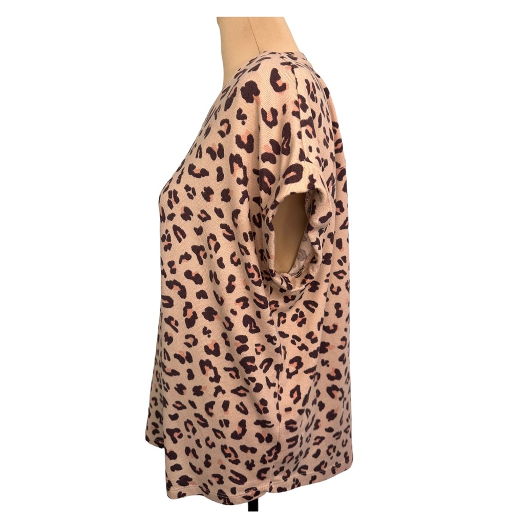 Como Vintage Leopard Print Lounge Top XL Soft Oversized Athleisure Tee - Picture 3 of 6